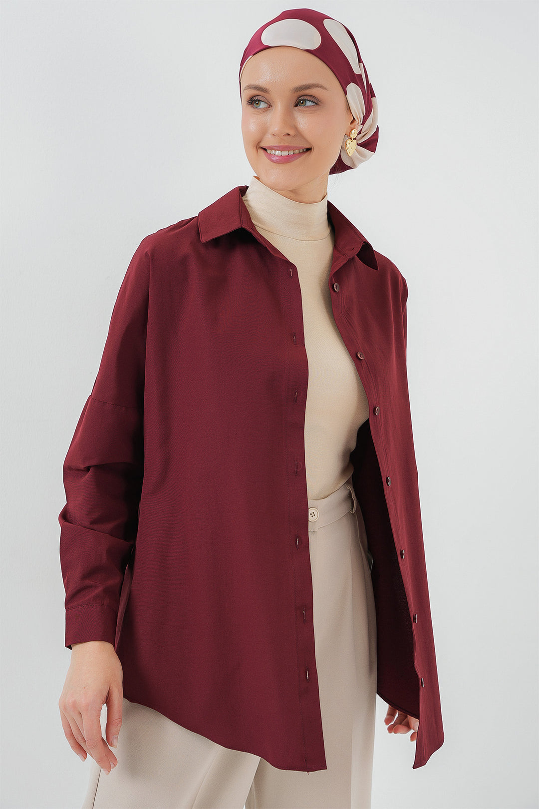 BGD Women Oversize Basic Hijab Shirt - Purple - Mildura