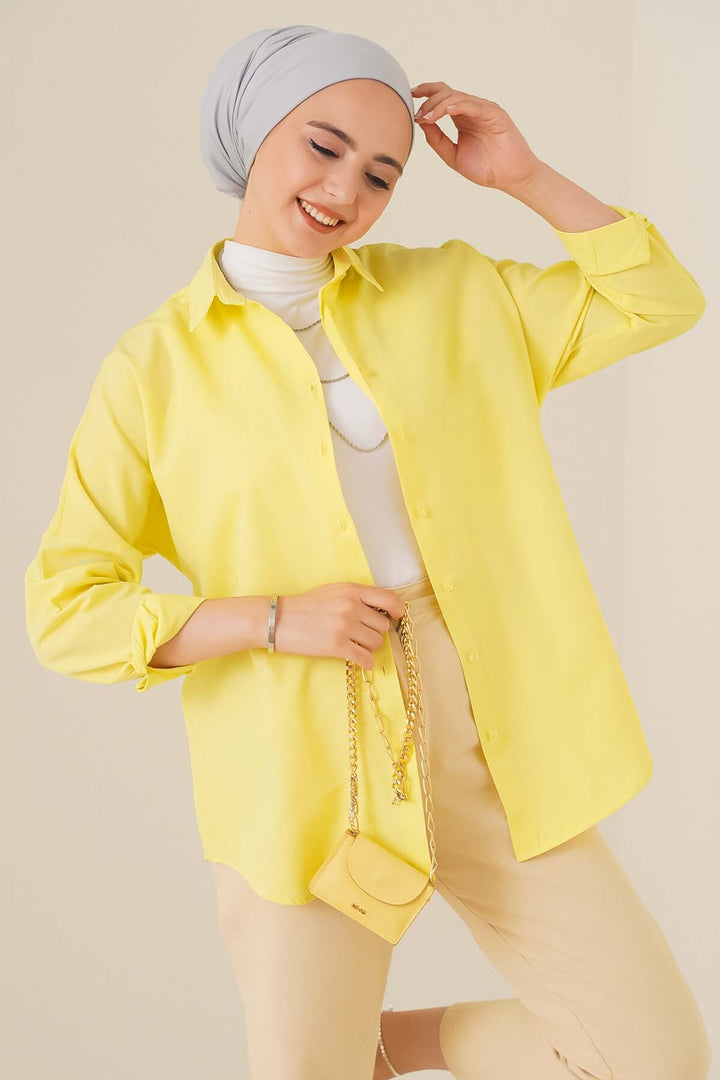 BGD Women Oversize Basic Hijab Shirt - Yellow - Plauen