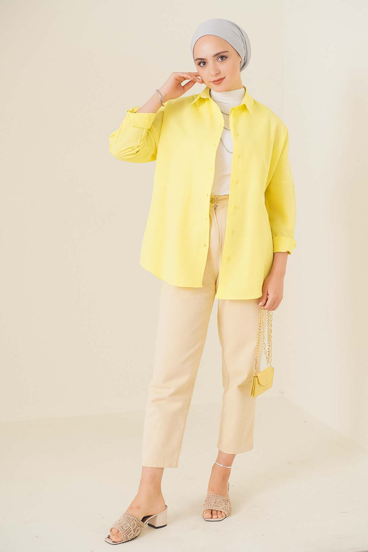 BGD Women Oversize Basic Hijab Shirt - Yellow - Plauen