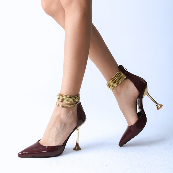 DSM Krone Bordeaux Patent Leather High Heel Women's Shoes - Thousand Oaks