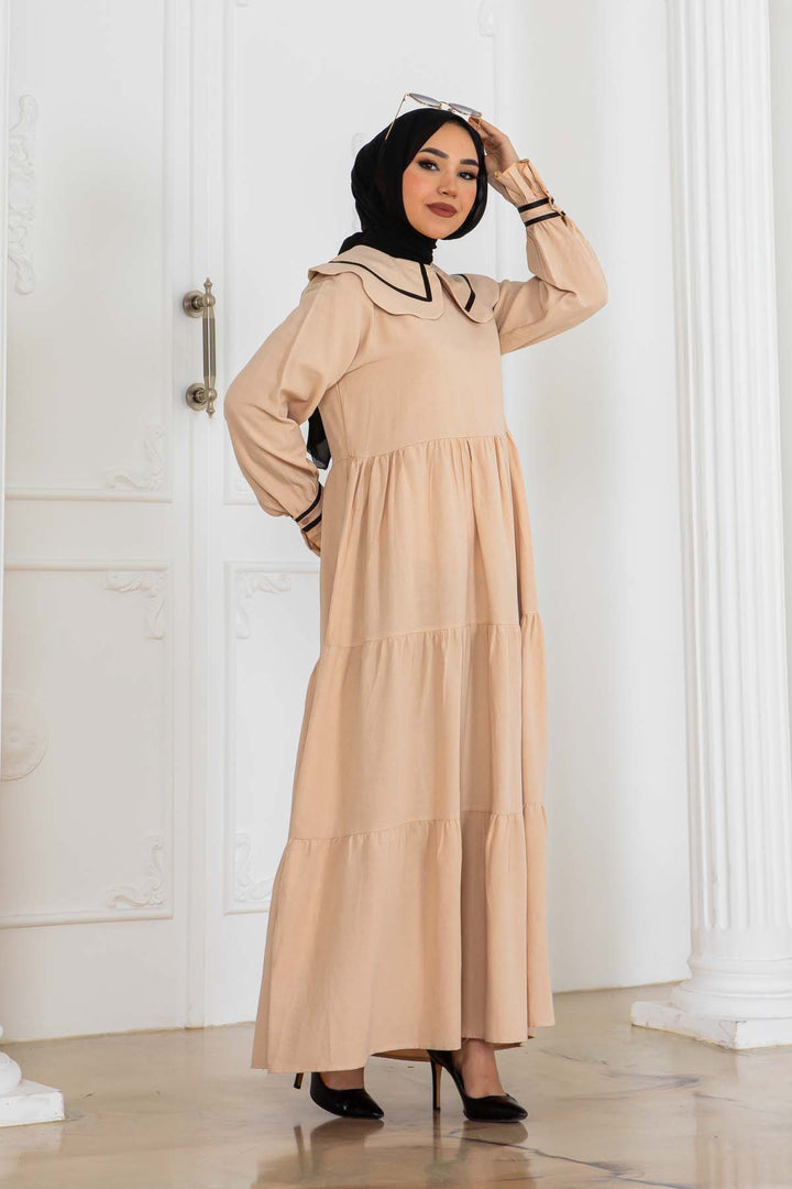 BNG Women Baby Collar Dress Beige 2113 - Santa Barbara