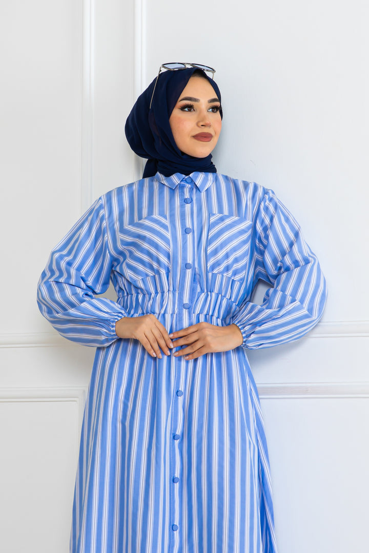 BNG Women Striped Shirt Dress Blue 2132 - Tlalmanalco