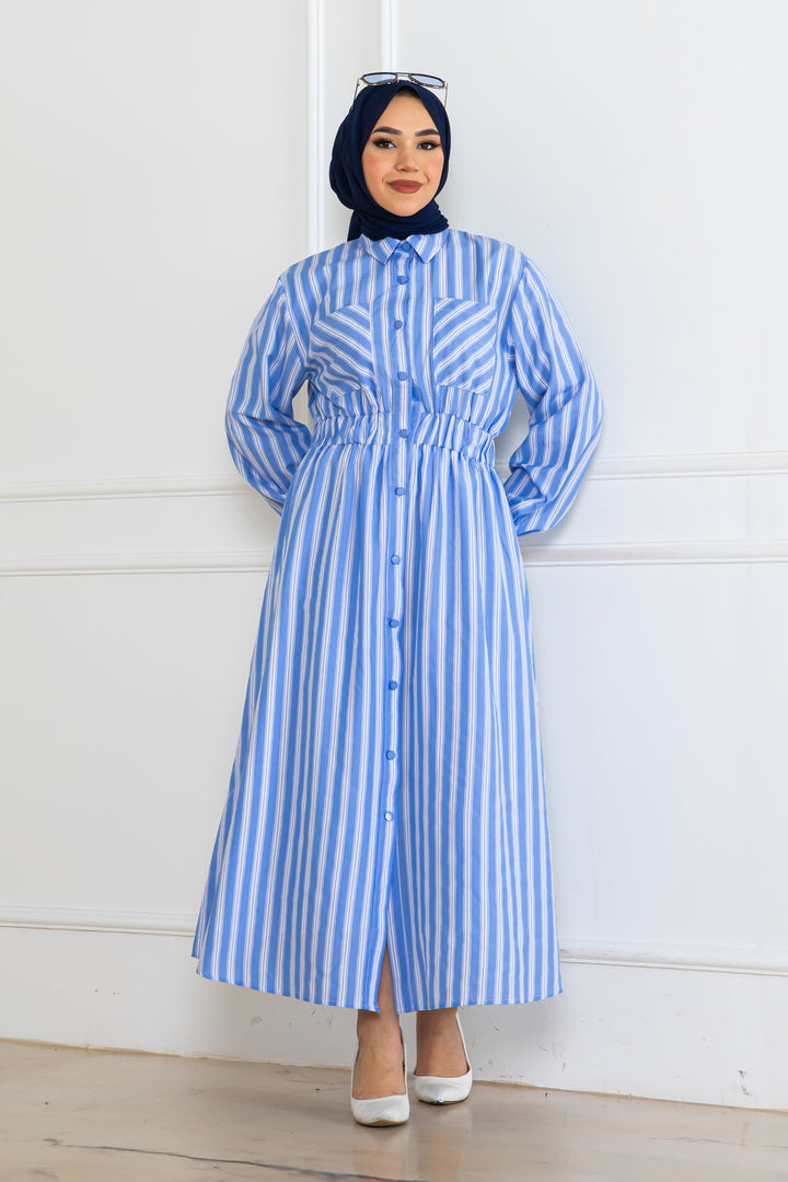 BNG Women Striped Shirt Dress Blue 2132 - Tlalmanalco
