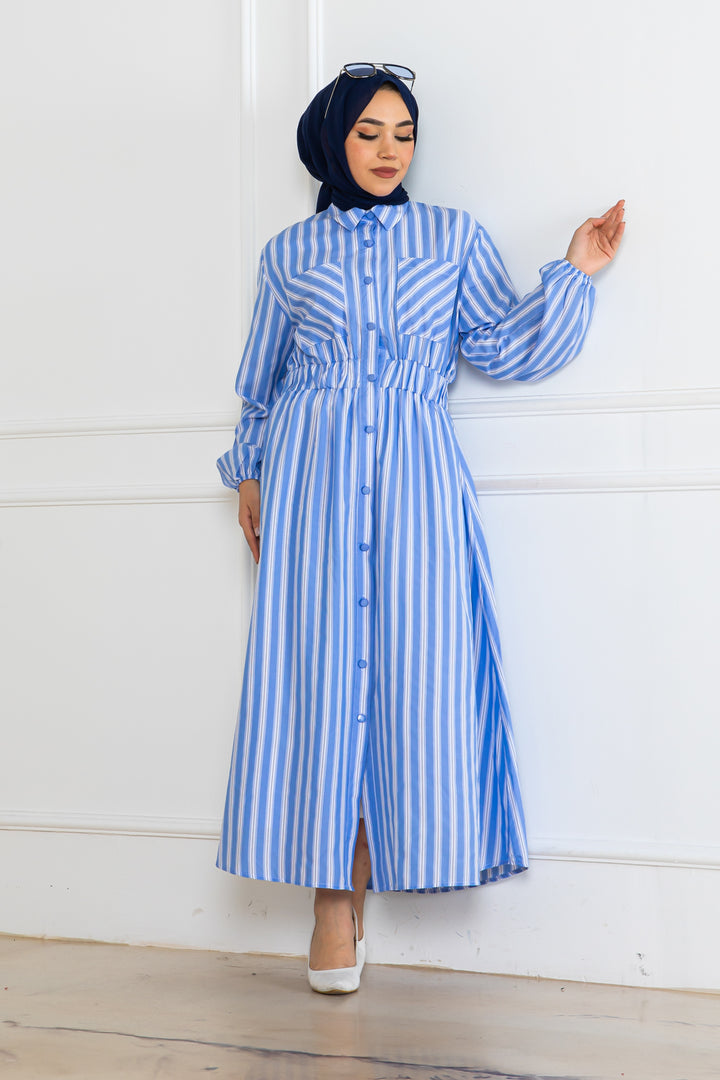 BNG Women Striped Shirt Dress Blue 2132 - Tlalmanalco