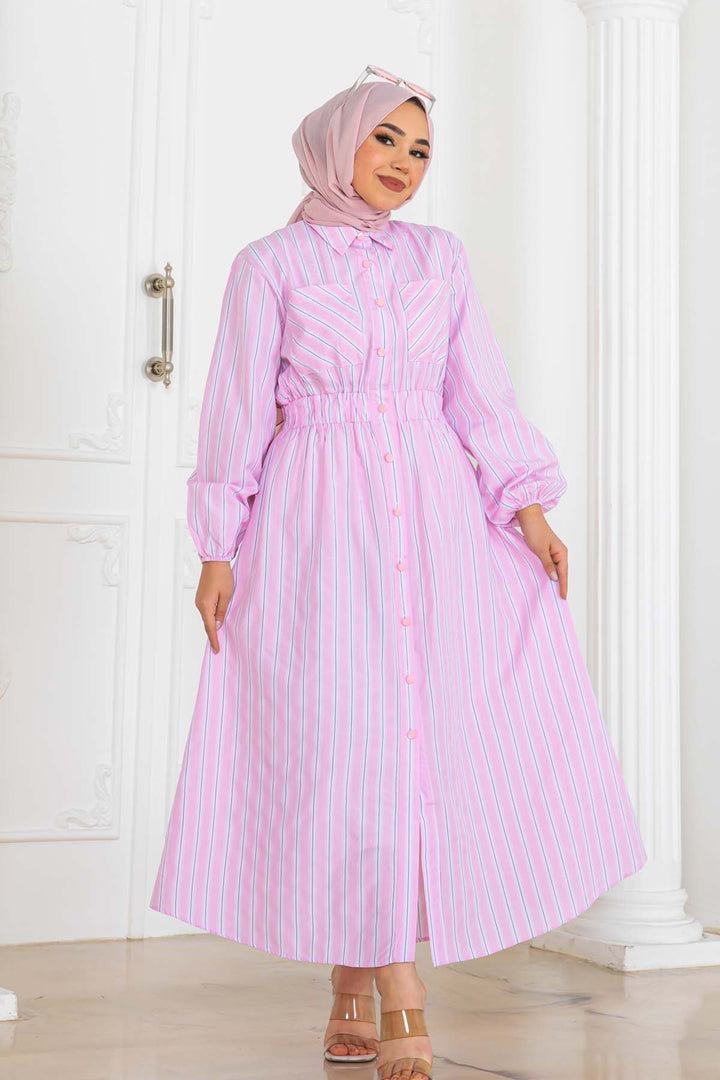 BNG Women Striped Shirt Dress Pink 2132 - Cambridge