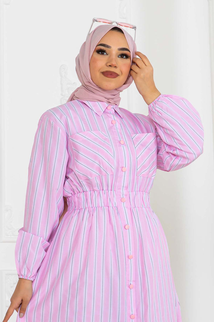 BNG Women Striped Shirt Dress Pink 2132 - Carlisle