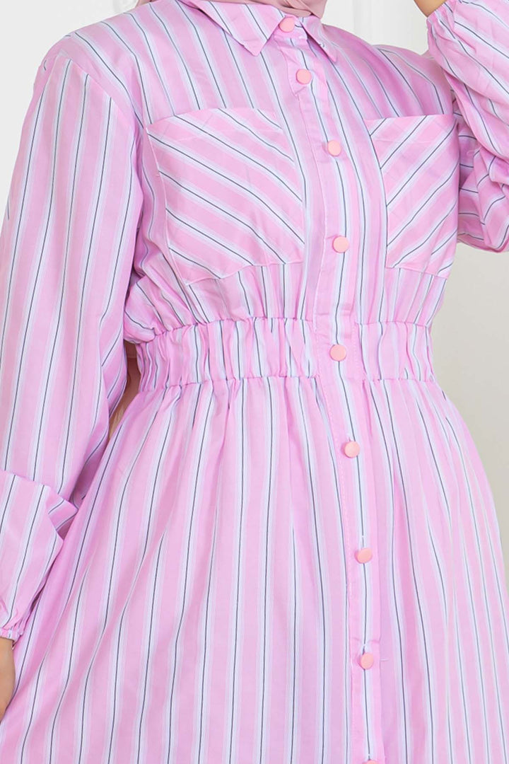 BNG Women Striped Shirt Dress Pink 2132 - Carlisle
