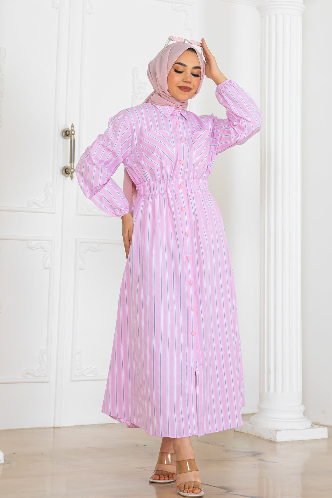 BNG Women Striped Shirt Dress Pink 2132 - Carlisle