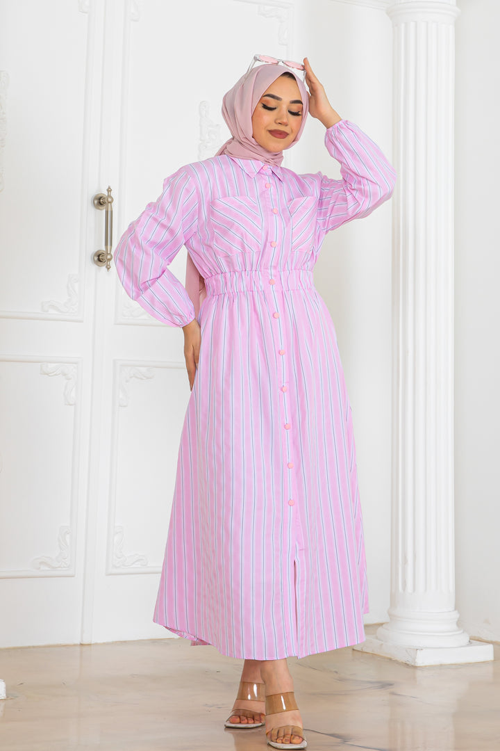 BNG Women Striped Shirt Dress Pink 2132 - Carlisle
