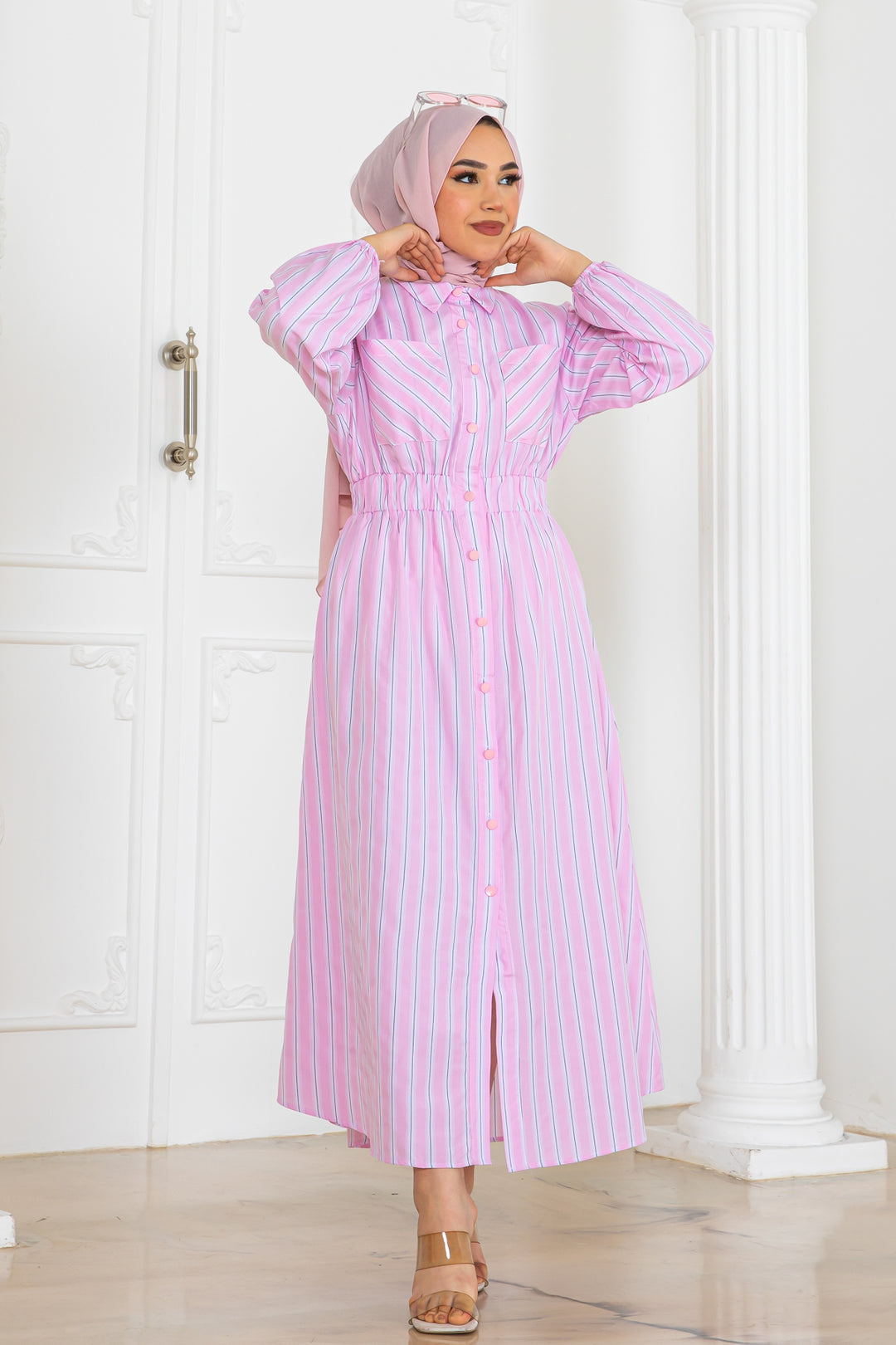 BNG Women Striped Shirt Dress Pink 2132 - Carlisle