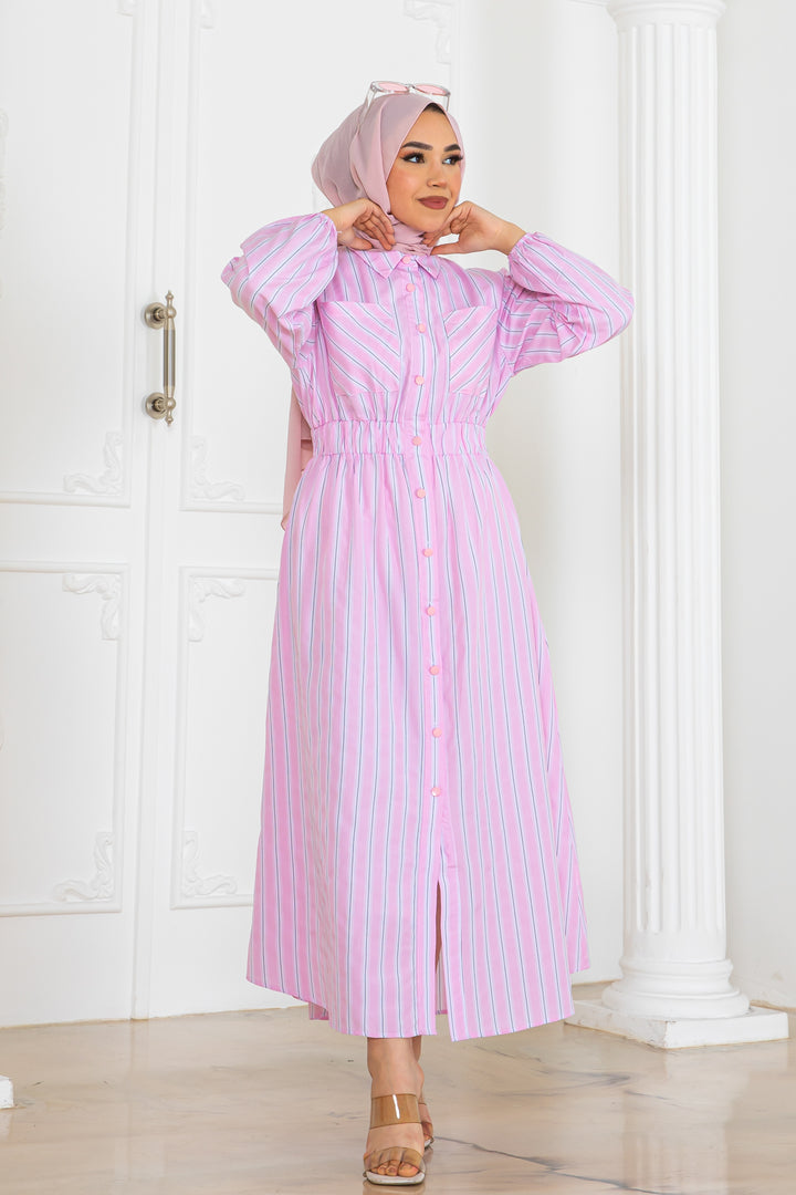 BNG Women Striped Shirt Dress Pink 2132 - Carlisle