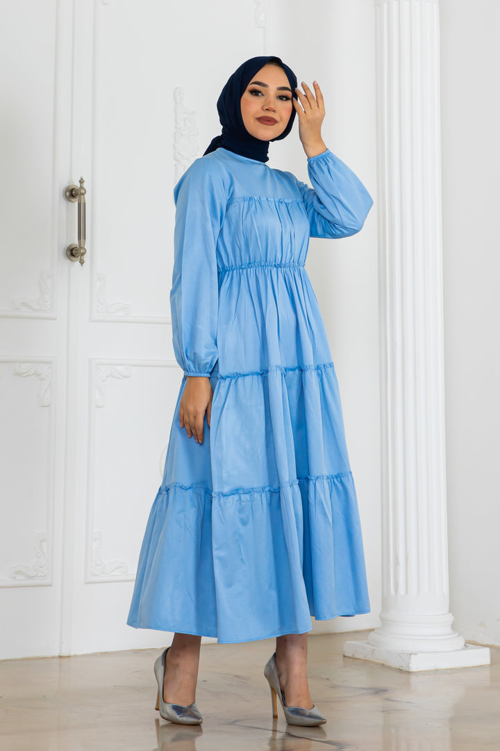 BNG Women Sleeve Elasticated Hijab Dress Blue 2124 - Wylie
