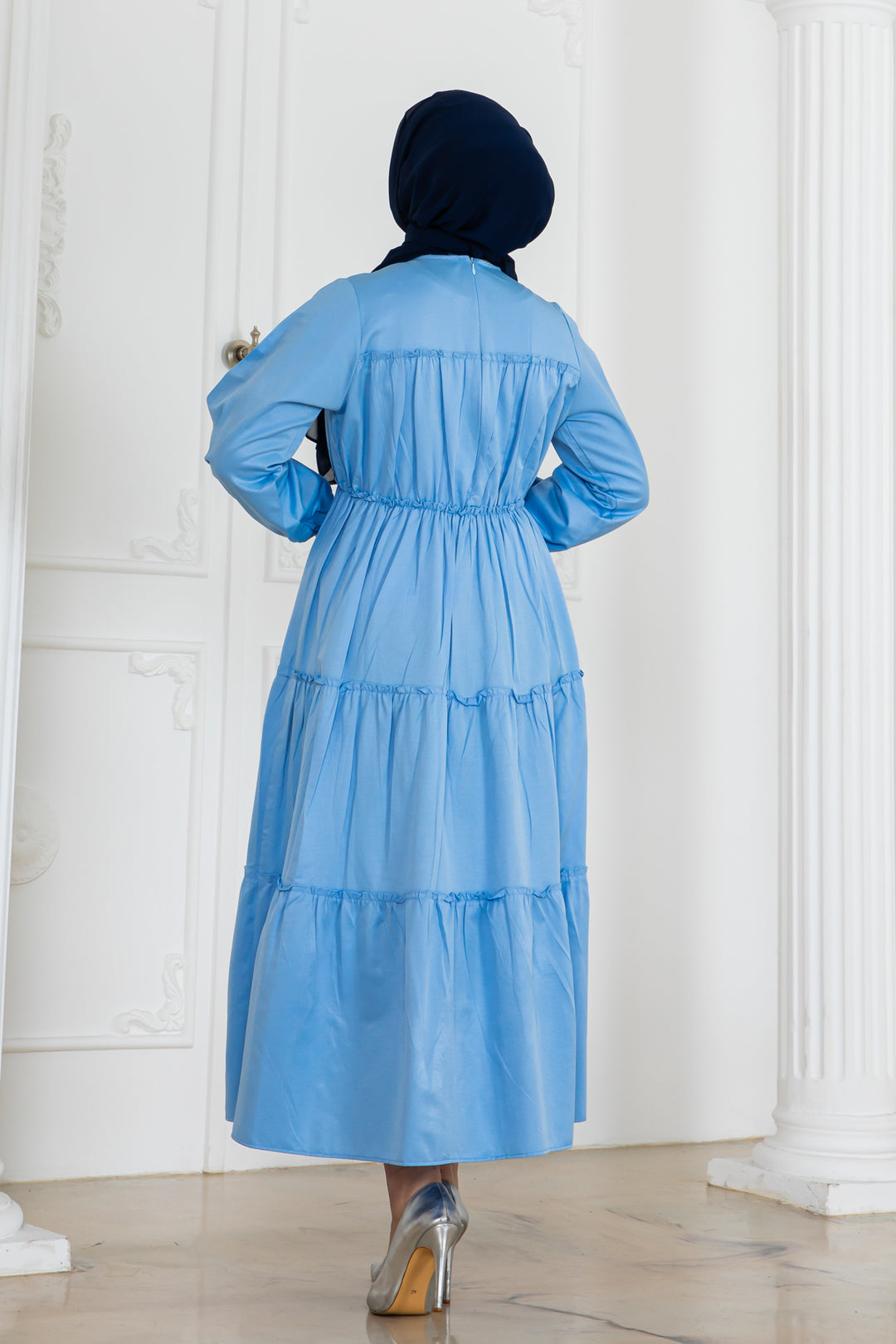 BNG Women Sleeve Elasticated Hijab Dress Blue 2124 - Wylie