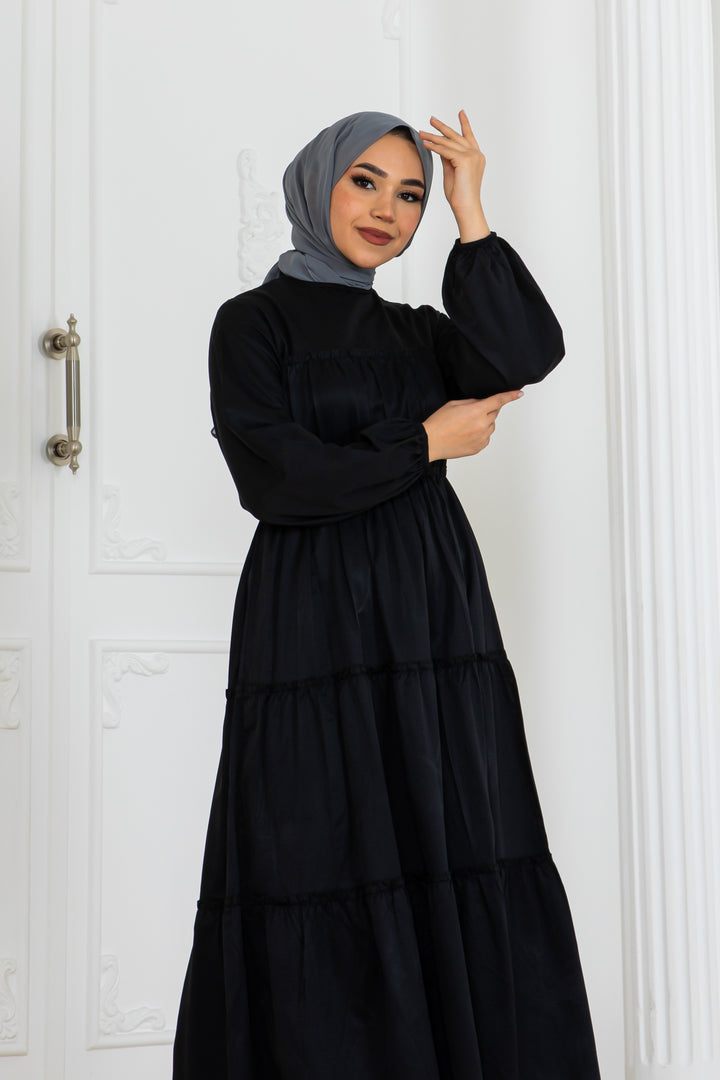 BNG Women Sleeve Elasticated Hijab Dress Black 2124 - Belleville