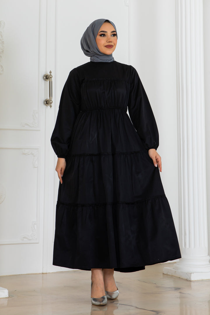BNG Women Sleeve Elasticated Hijab Dress Black 2124 - Belleville