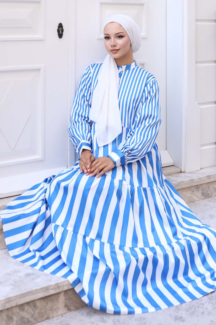 BNG Women Striped Satin Dress Blue 2114 - Randolph