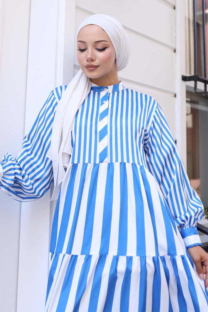 BNG Women Striped Satin Dress Blue 2114 - Randolph