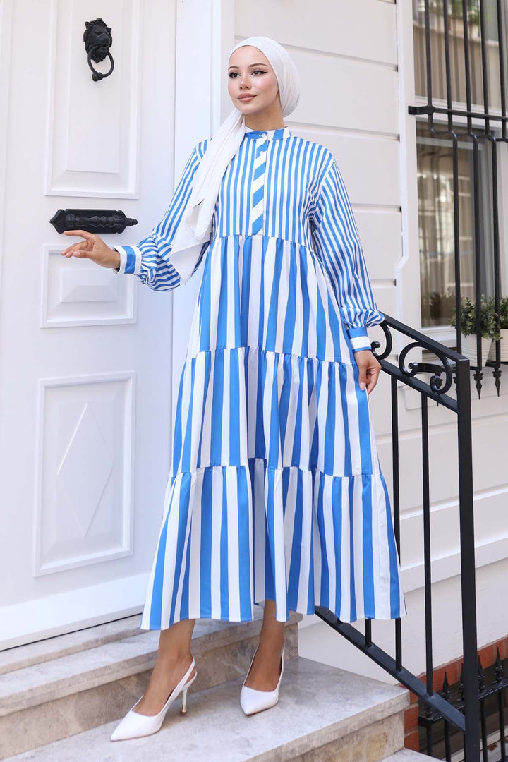 BNG Women Striped Satin Dress Blue 2114 - Randolph