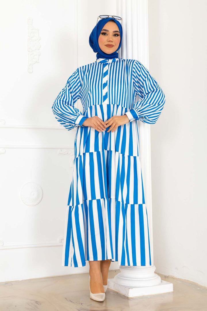 BNG Women Striped Satin Dress Blue 2114 - Weymouth