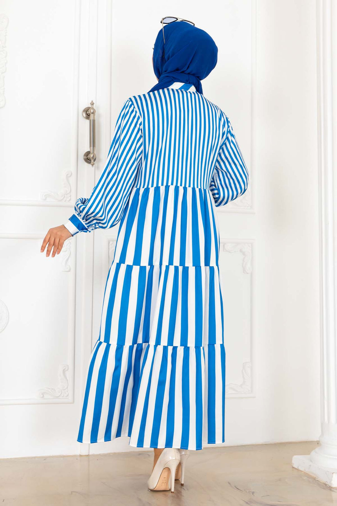 BNG Women Striped Satin Dress Blue 2114 - Weymouth