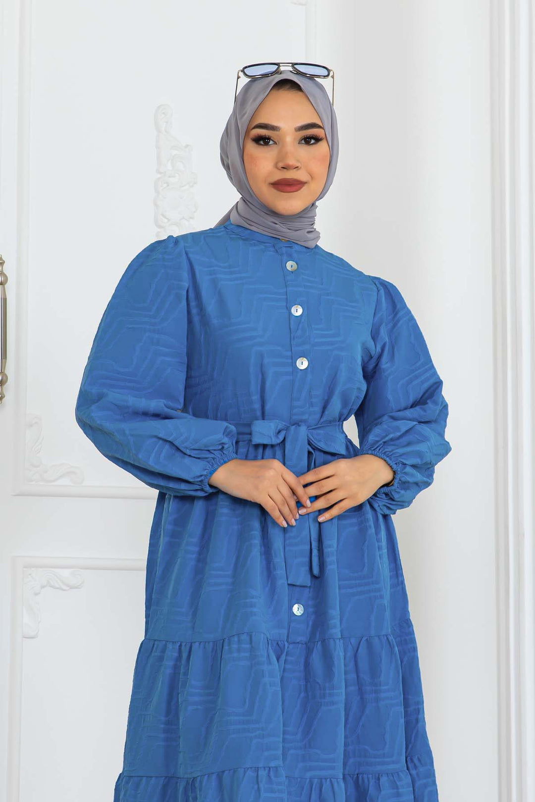 BNG Women Embossed Pattern Dress Blue 2119 - Antioch