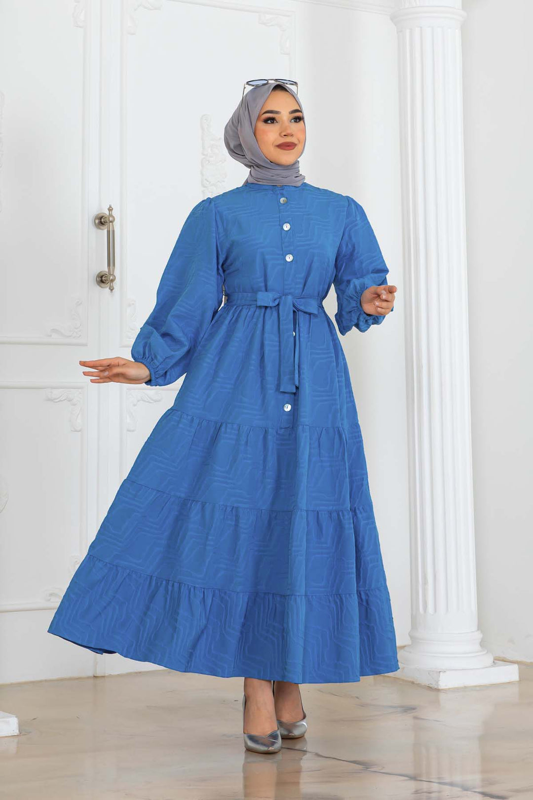 BNG Women Embossed Pattern Dress Blue 2119 - Antioch