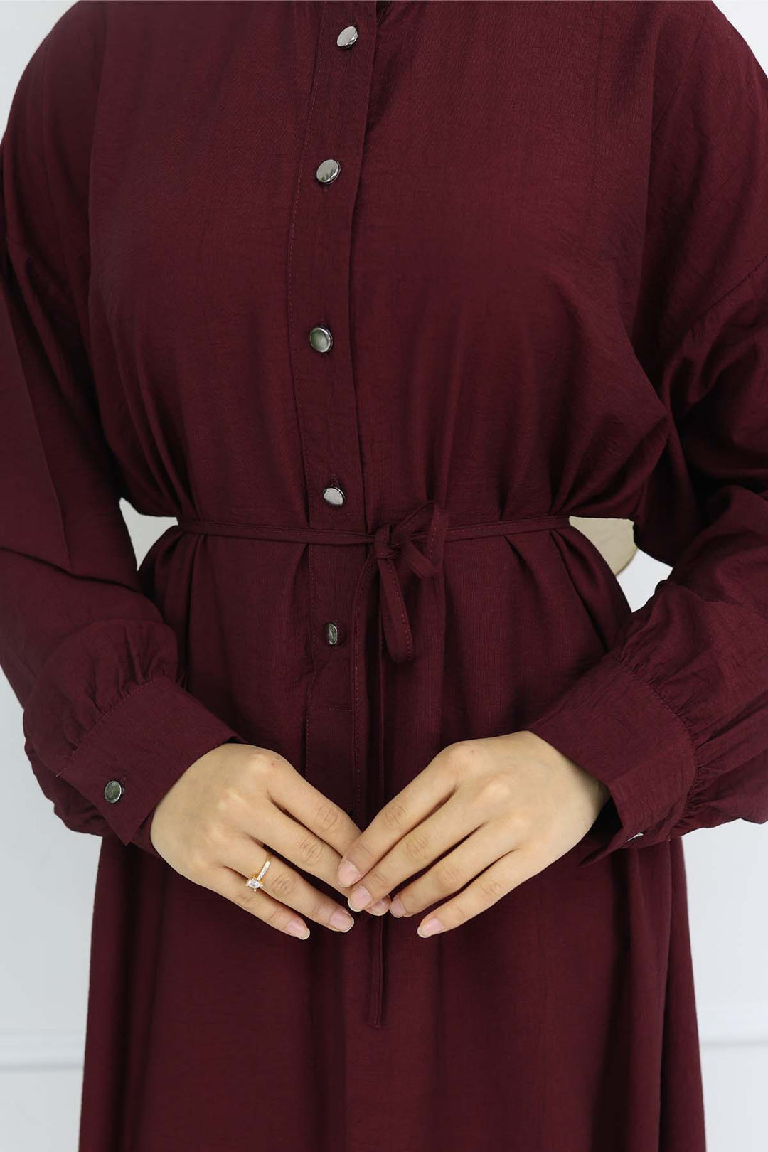 BNG Women Front Buttoned Tied Dress Burgundy 2242 - Cambridge