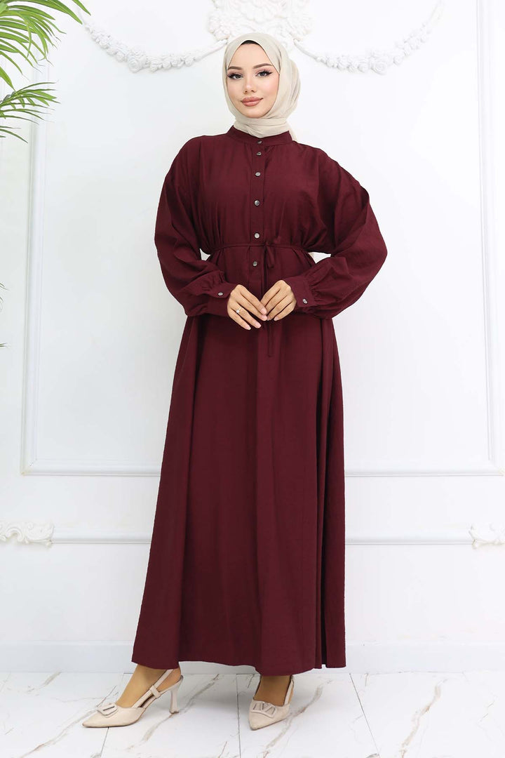 BNG Women Front Buttoned Tied Dress Burgundy 2242 - Cambridge