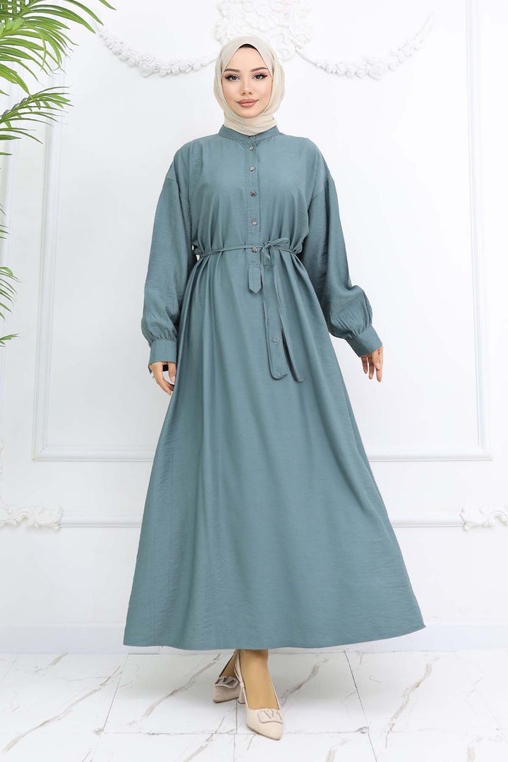 BNG Women Önü Düğmeli Bağlamalı Elbise Çağla 2242 - Rüsselsheim