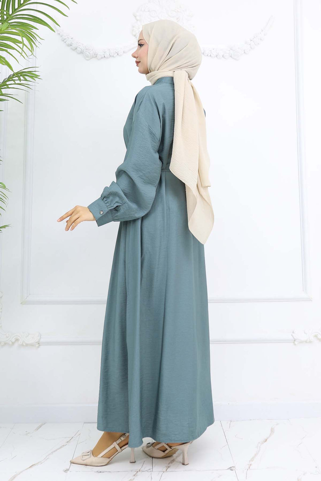 BNG Women Önü Düğmeli Bağlamalı Elbise Çağla 2242 - Rüsselsheim