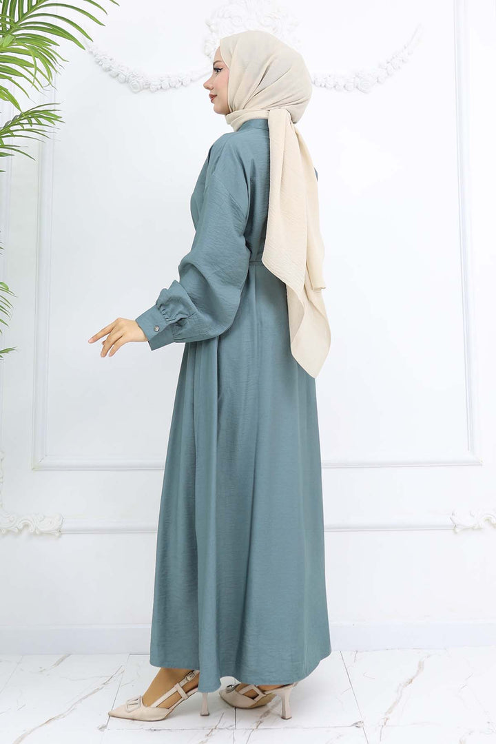 BNG Women Önü Düğmeli Bağlamalı Elbise Çağla 2242 - Rüsselsheim