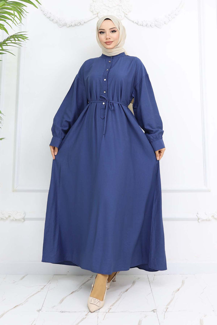 BNG Women Front Buttoned Tied Dress Navy 2242 - Rostock