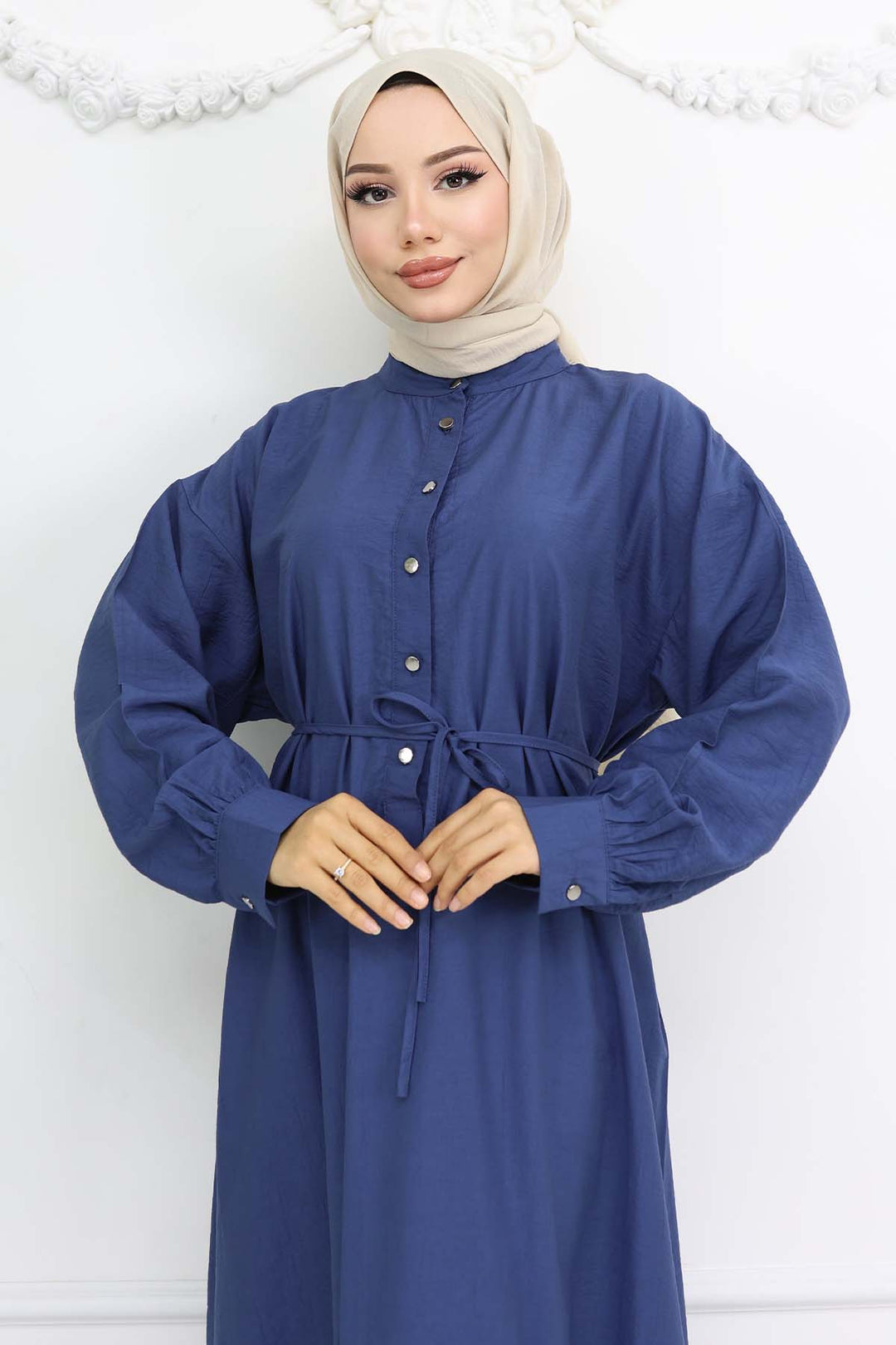 BNG Women Front Buttoned Tied Dress Navy 2242 - Rostock