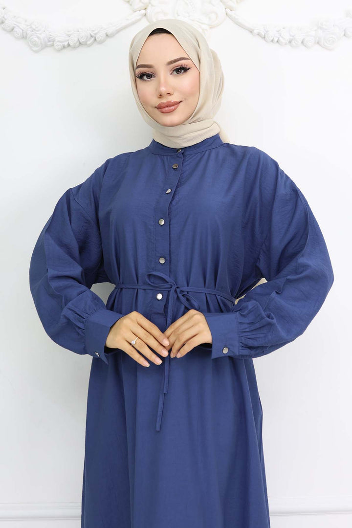 BNG Women Front Buttoned Tied Dress Navy 2242 - Rostock