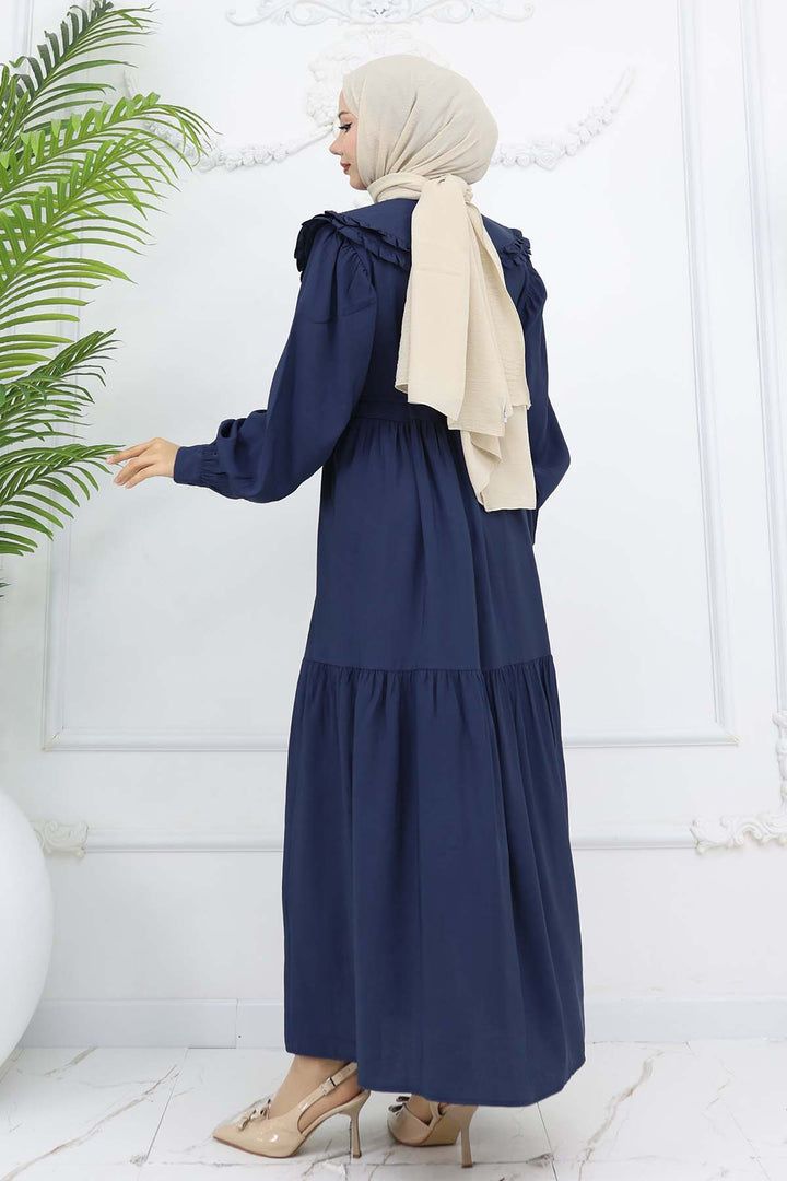 BNG Women Baby Collar Front Buttoned Dress Navy 2274 - Tynemouth