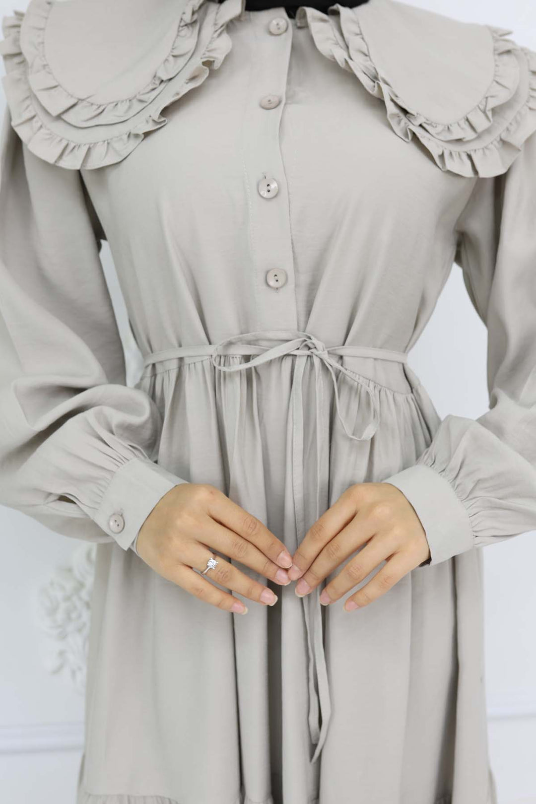 BNG Women Baby Collar Front Buttoned Dress Stone Color 2274 - Sumter