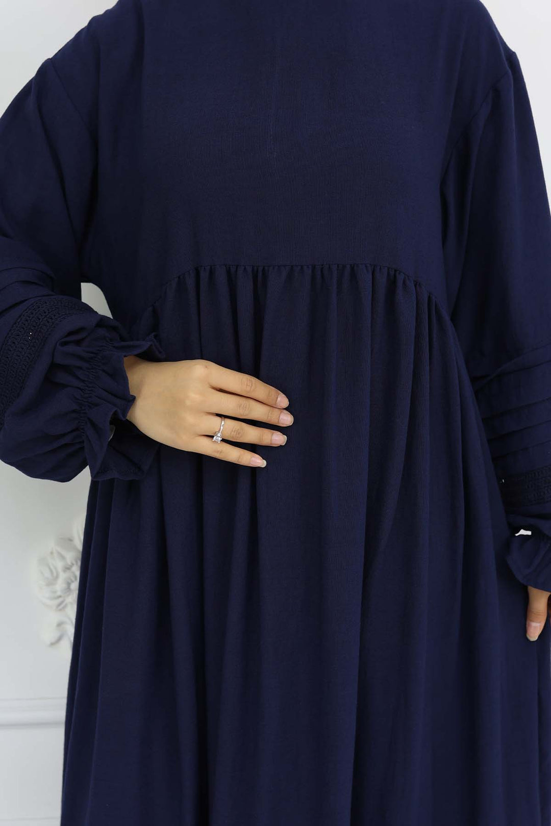 BNG Women Nervür Detaylı Tesettür Elbise Lacivert 2207 - Wilhelmshaven