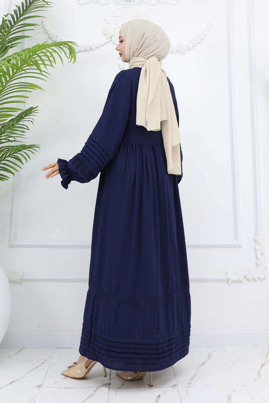 BNG Women Nervür Detaylı Tesettür Elbise Lacivert 2207 - Wilhelmshaven