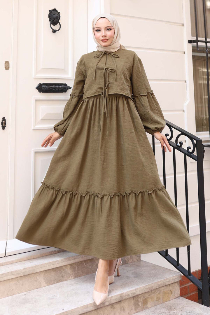 BNG Women Fiyonk Detaylı Elbise Takım Haki 2271 - Fort McMurray