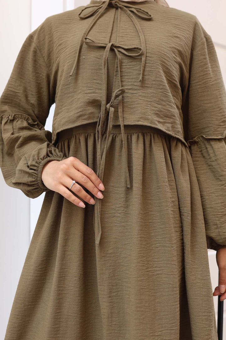 BNG Women Fiyonk Detaylı Elbise Takım Haki 2271 - Fort McMurray