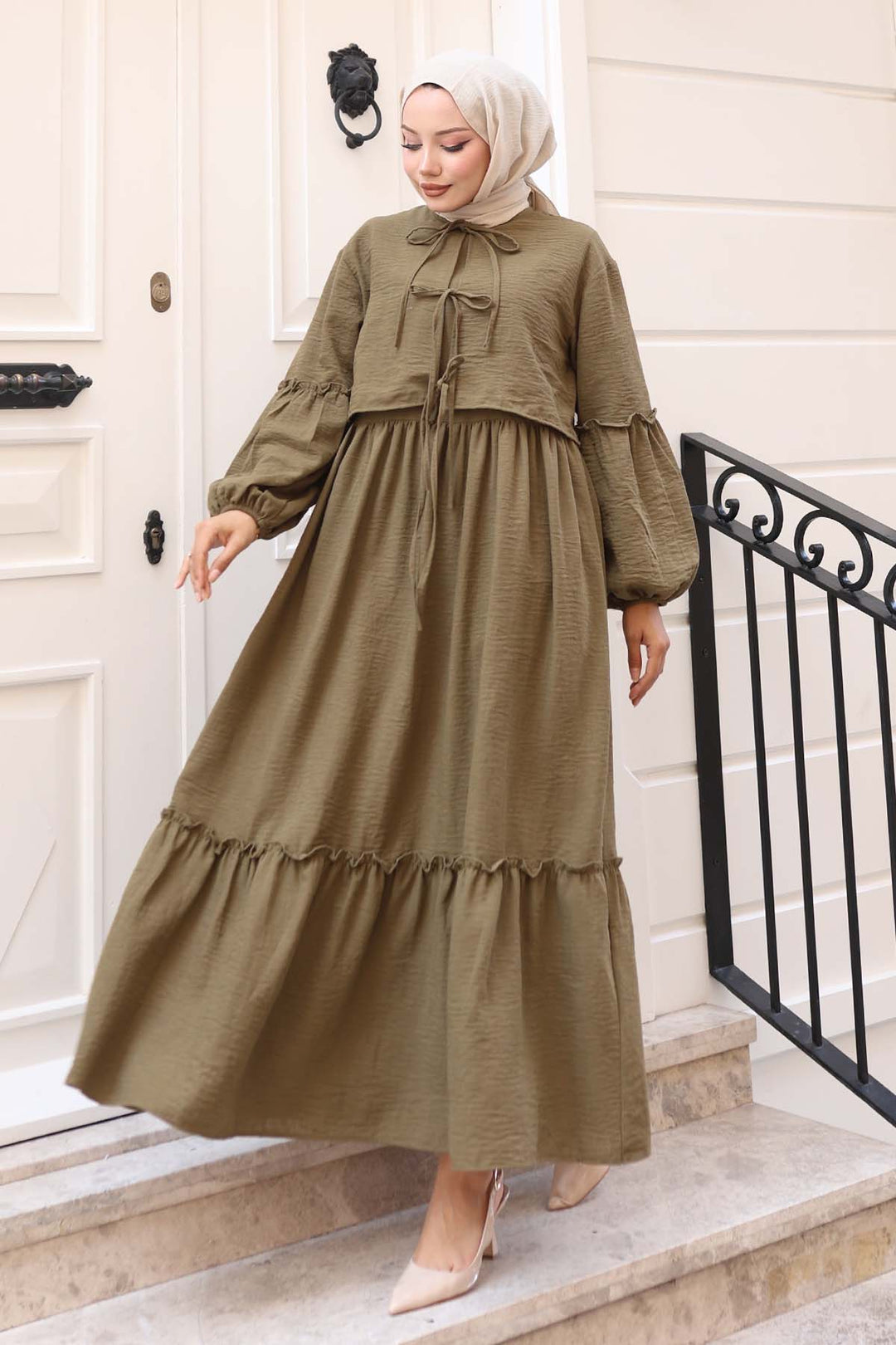 BNG Women Fiyonk Detaylı Elbise Takım Haki 2271 - Fort McMurray