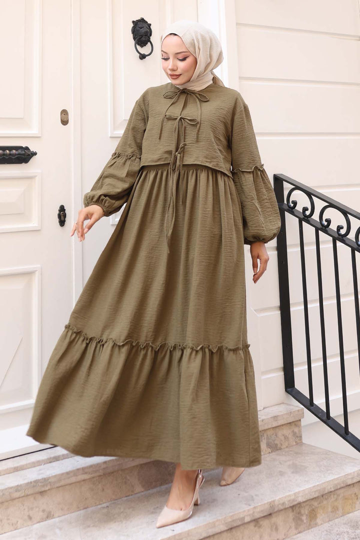 BNG Women Fiyonk Detaylı Elbise Takım Haki 2271 - Fort McMurray