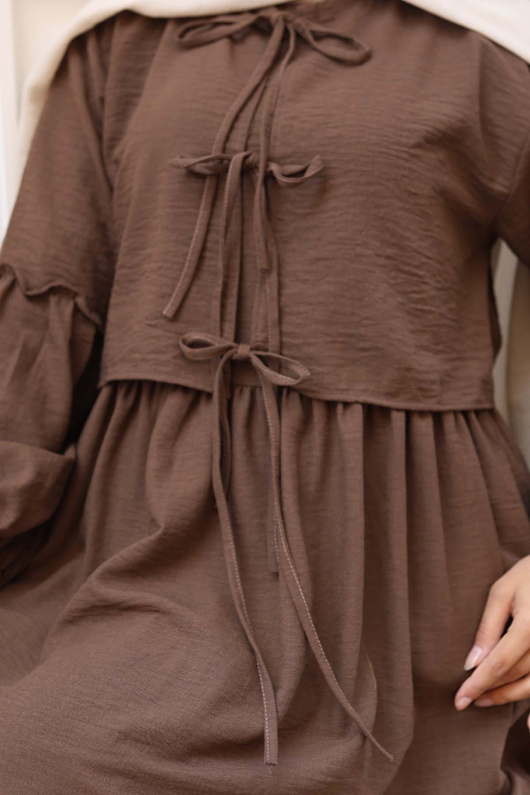 BNG Women Fiyonk Detaylı Elbise Takım Kahverengi 2271 - Blainville