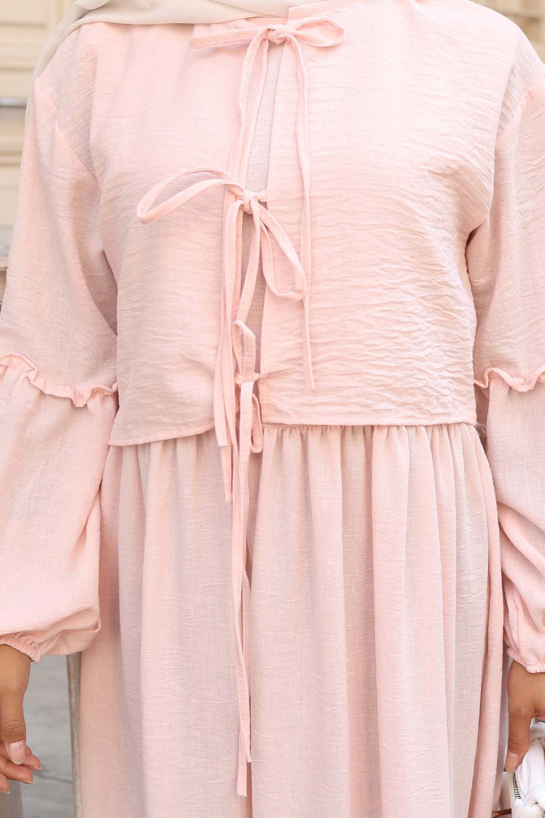 BNG Women Fiyonk Detaylı Elbise Takım Pudra 2271 - Haverstraw