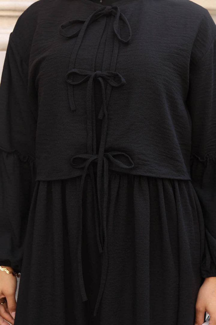 BNG Women Fiyonk Detaylı Elbise Takım Siyah 2271 - Perth