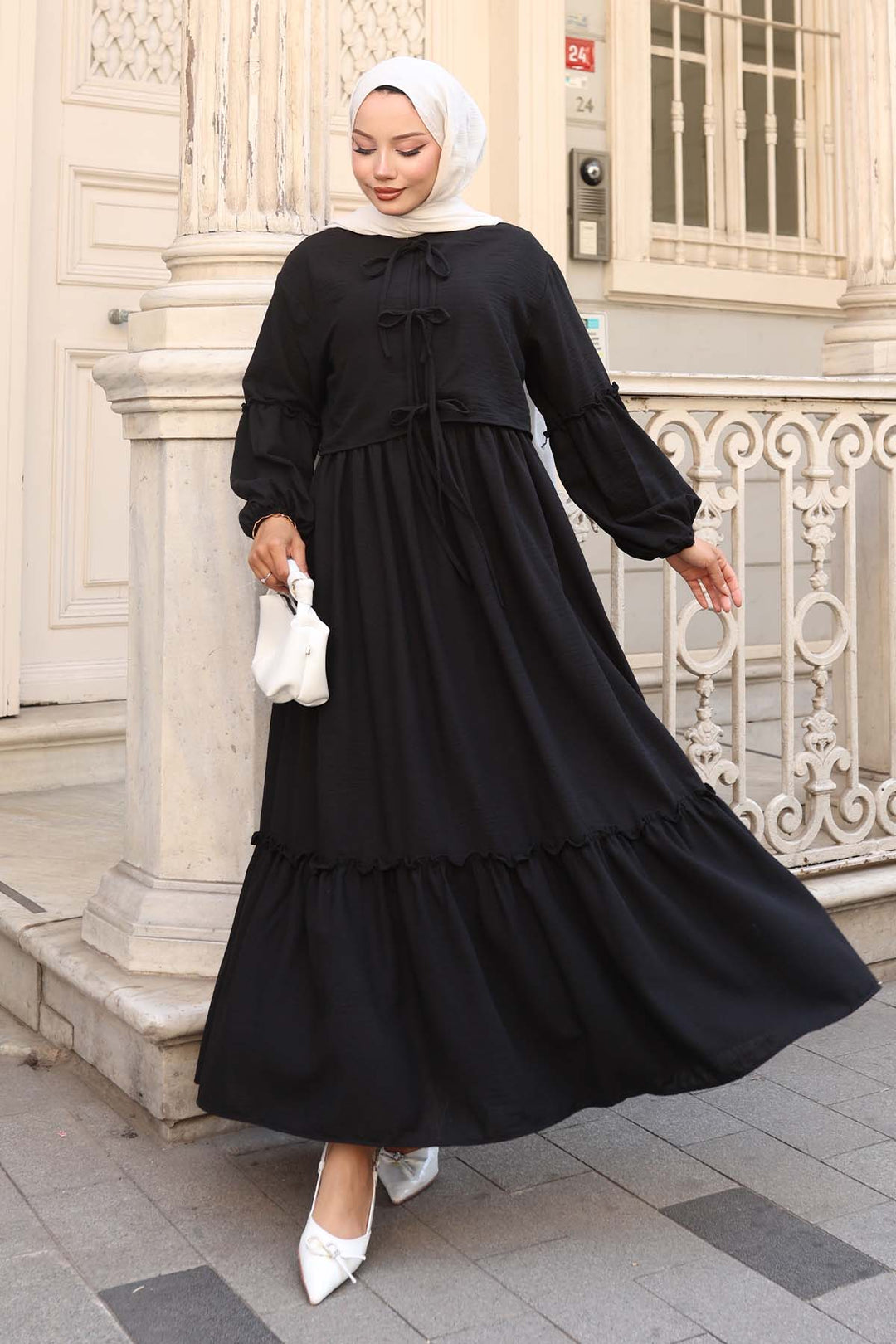 BNG Women Fiyonk Detaylı Elbise Takım Siyah 2271 - Perth