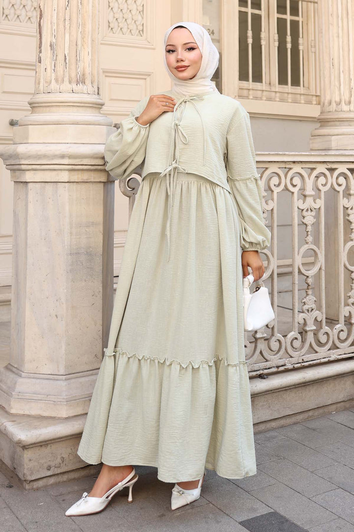 BNG Women Fiyonk Detaylı Elbise Takım Su Yeşili 2271 - Tenancingo