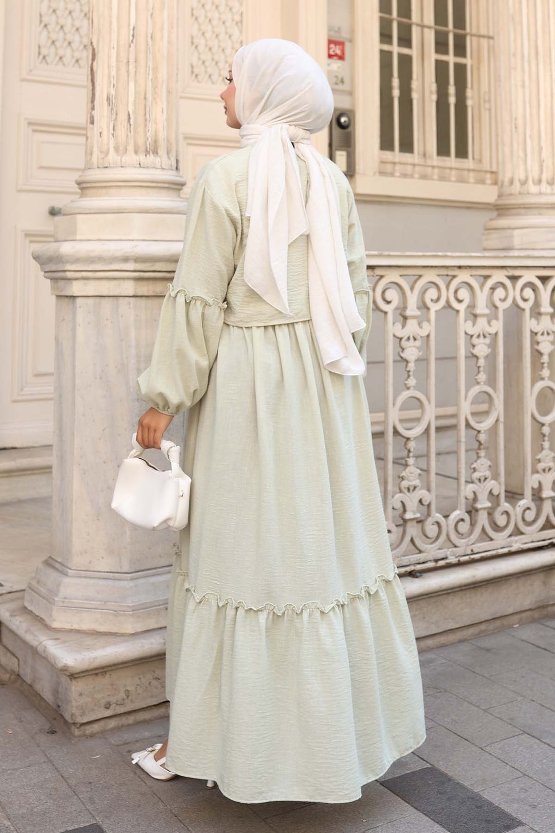 BNG Women Fiyonk Detaylı Elbise Takım Su Yeşili 2271 - Tenancingo