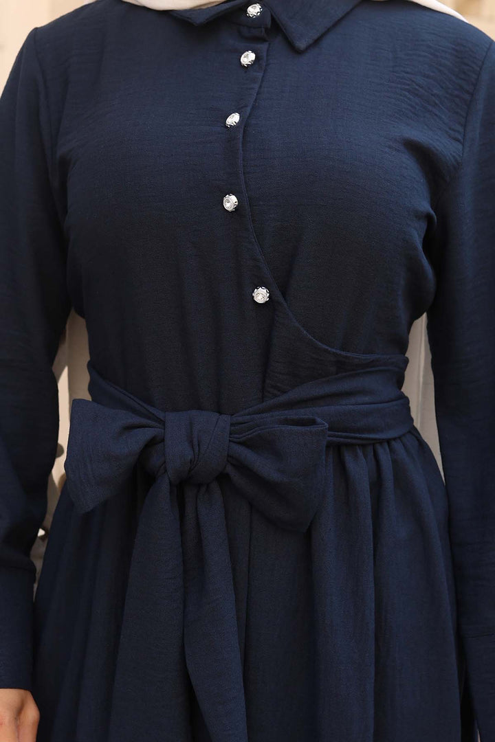 BNG Women Waist-Tied Hijab Dress Navy Blue 2304 - Tepatitlán de Morelos
