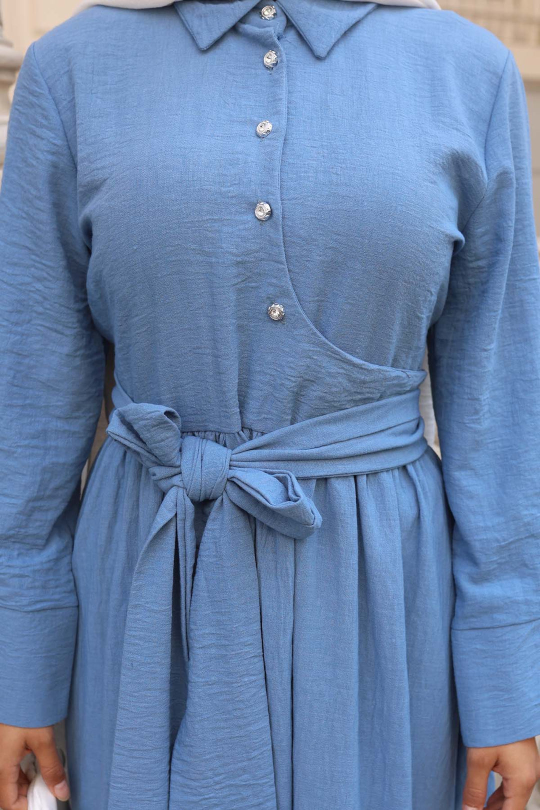 BNG Women Waist-Tied Hijab Dress Blue 2304 - Westchester